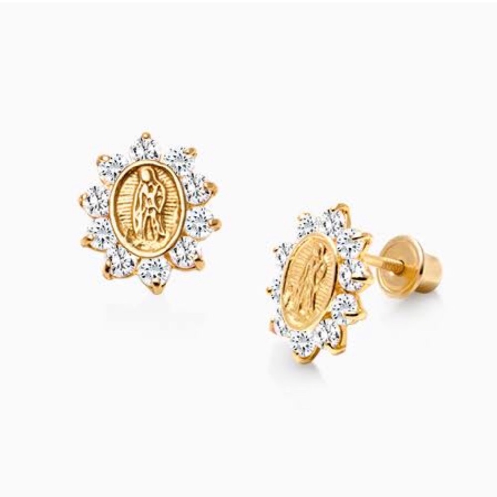 Virgin mary 14kt earrings